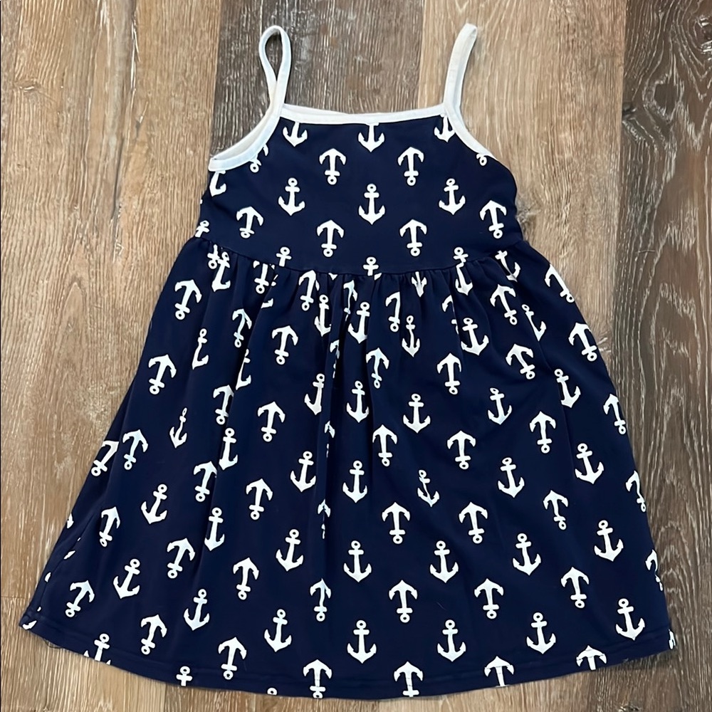 White and Blue Pleated Spaghetti Strap Sundress